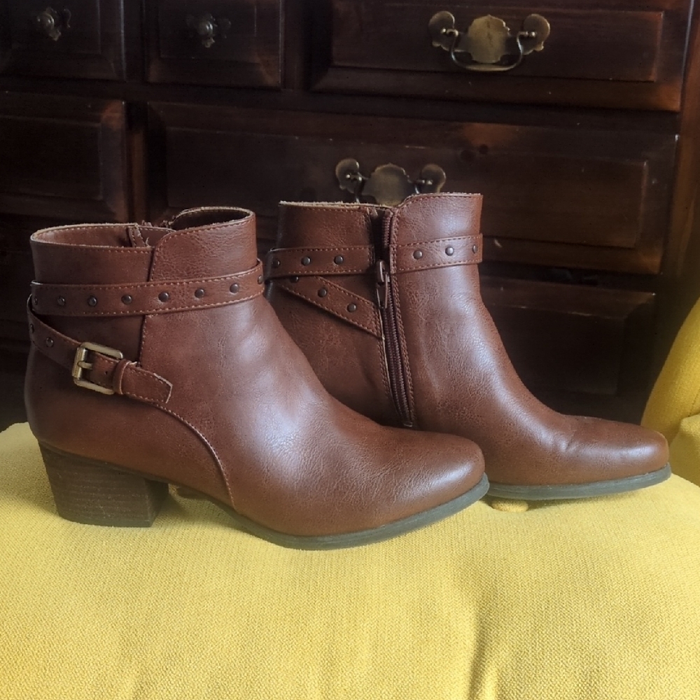 SOUL Naturalizer Brown Ankle Boots with Buckle Detail